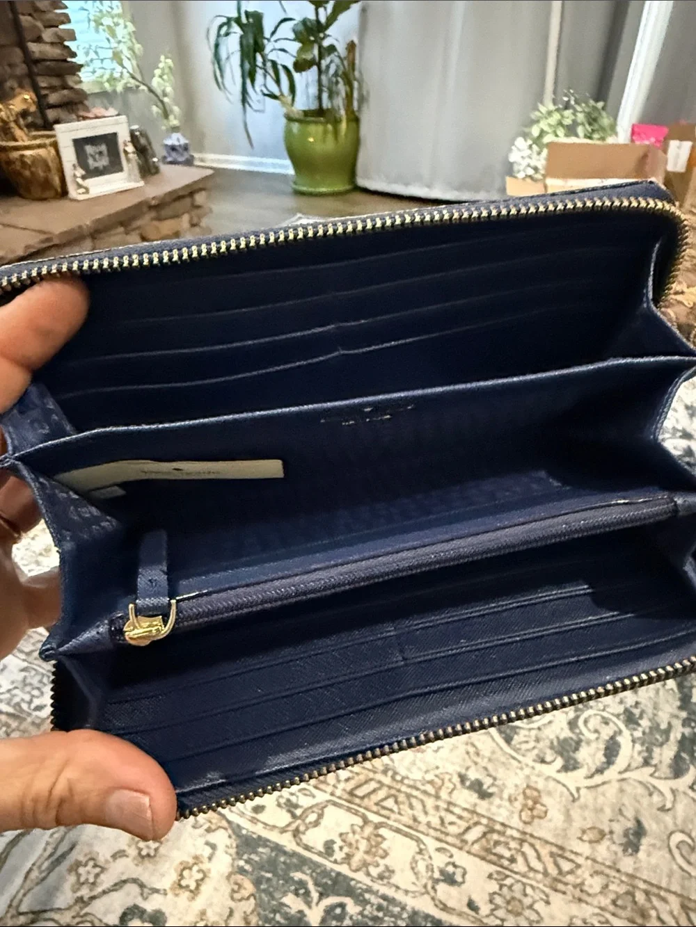 kate spade Cream, Red & Pink Striped Zip Wallet